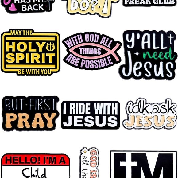 Christian Faith Enamel Pins Set 12-Pack Inspirational Jesus Bible Verse Jewelry - Picture 1 of 8